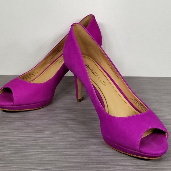 Enzo Angiolini 'Gelabelle' Peep Toe Pump, Purple Leather, Womens Size 7 M - Picture 4 of 10